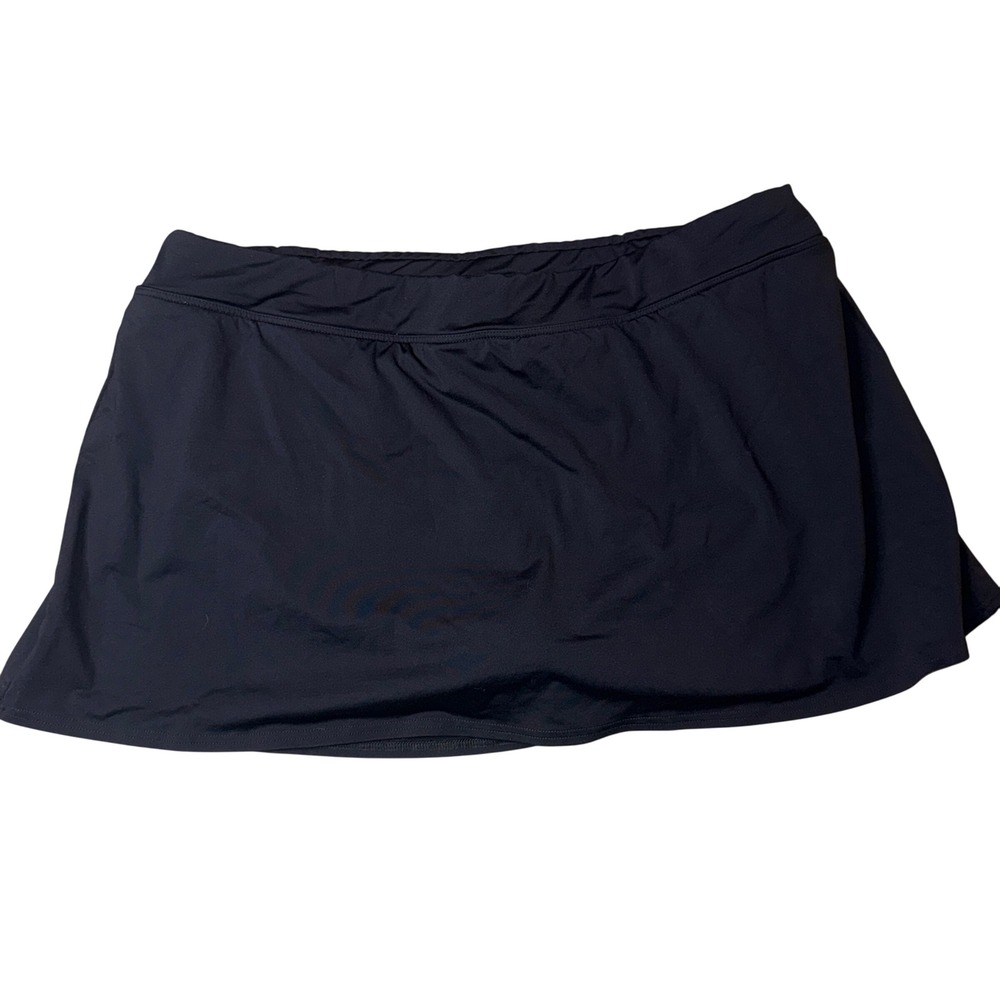 Lands End Womens Plus 18W‎ Black Swim Skirt Bottom Attached Brief Solid Classic